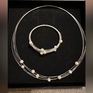 Faux Pearl necklace and bracelet
